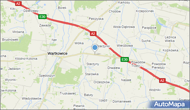 mapa Biała Góra, Biała Góra gmina Wartkowice na mapie Targeo